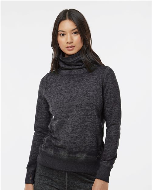 J. America 8930 Women’s Zen Fleece Cowl Neck Sweatshirt Model Shot