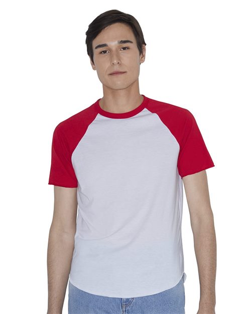 American Apparel RSABB4237W Camiseta raglán de manga corta de poliéster / algodón unisex Model Shot
