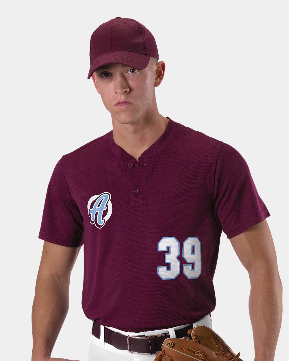 Alleson Athletic 522MMY - Youth Baseball Two Button Henley Jersey