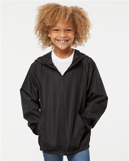 Independent Trading Co. EXP24YWZ Youth Lightweight Windbreaker Full-Zip Jacket Model Shot