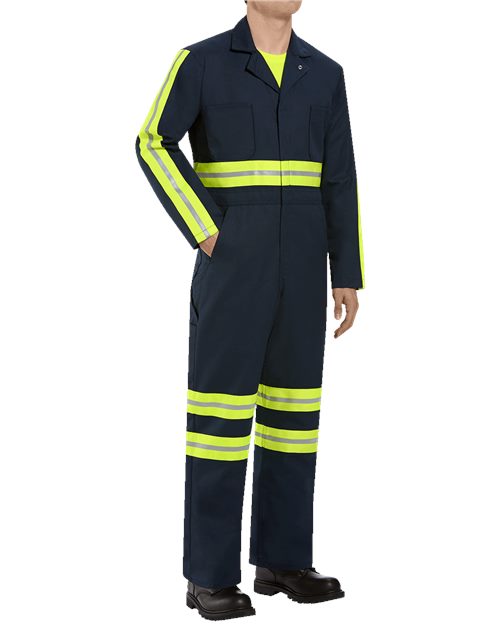 Red Kap Work Coverall Hi Vis Enhanced Visibility Twill Action Back Navy CT10EN 