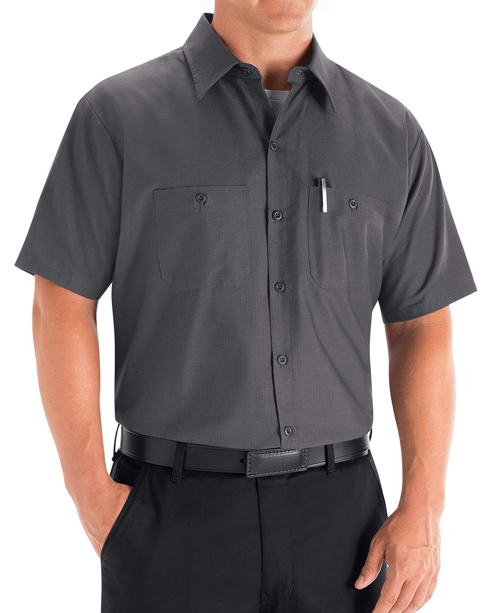 Red Kap Men's Short Sleeve Industrial Work Shirt, Charcoal - 4XL