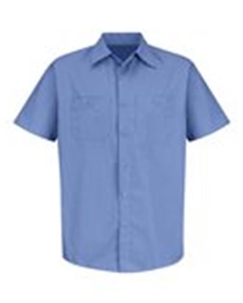Red Kap SB22L Industrial Stripe Short Sleeve Work Shirt Long Sizes Model Shot