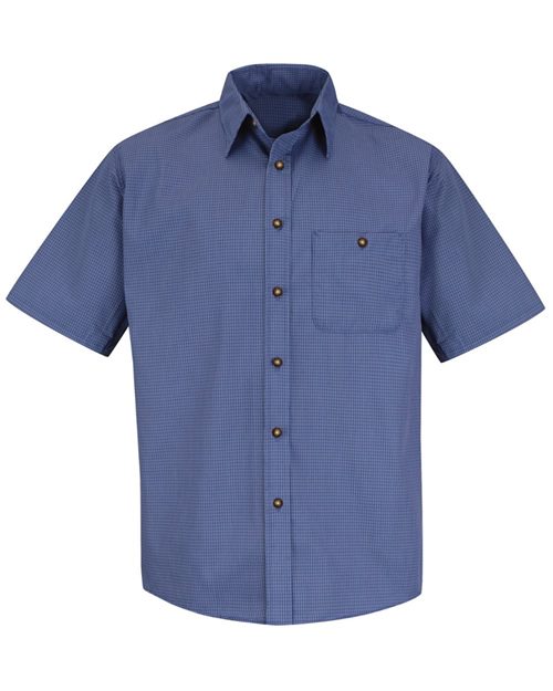 Red Kap SP84L - Mini-Plaid Uniform Short Sleeve Shirt - Long Sizes