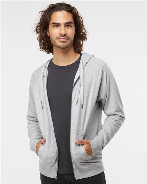 Independent Trading Co. SS1000Z Icon Lightweight Loopback Terry Full-Zip Hooded Sweatshirt Model Shot