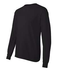 Gray Large Hanes Mens Tagless Cotton Long Sleeve T-Shirt with a Pocket Tee 5596