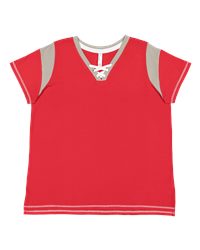 LAT 3533 - Women's Lace Up Fine Jersey Tee