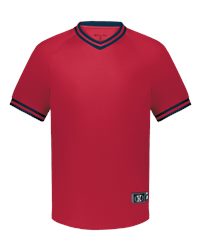 Velo Bb - Velo Retro - Retro V-Neck Baseball Jersey - Red/White (221021)