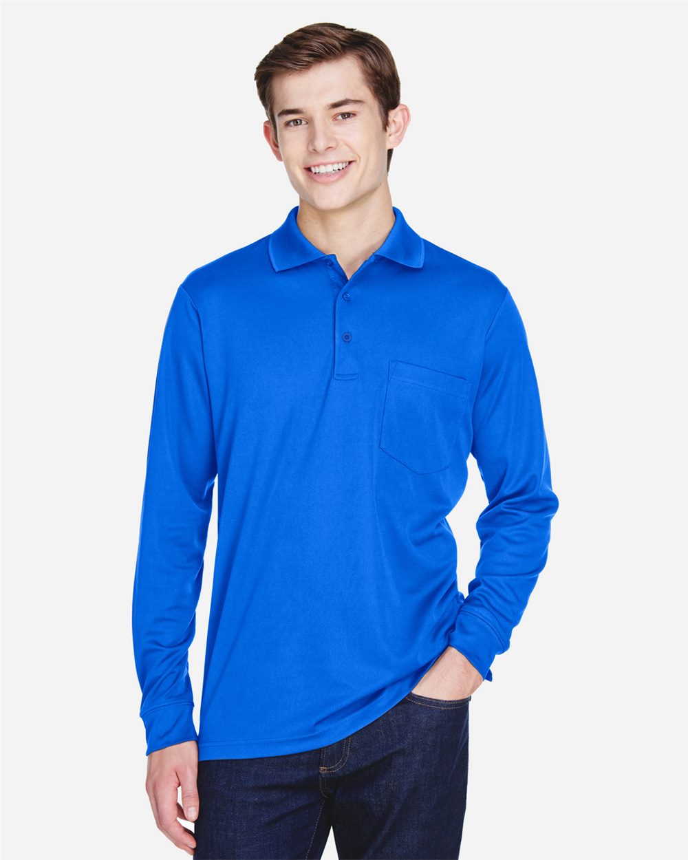Men's Pinnacle Performance Long Sleeve Piqué Polo with Pocket - 88192P
