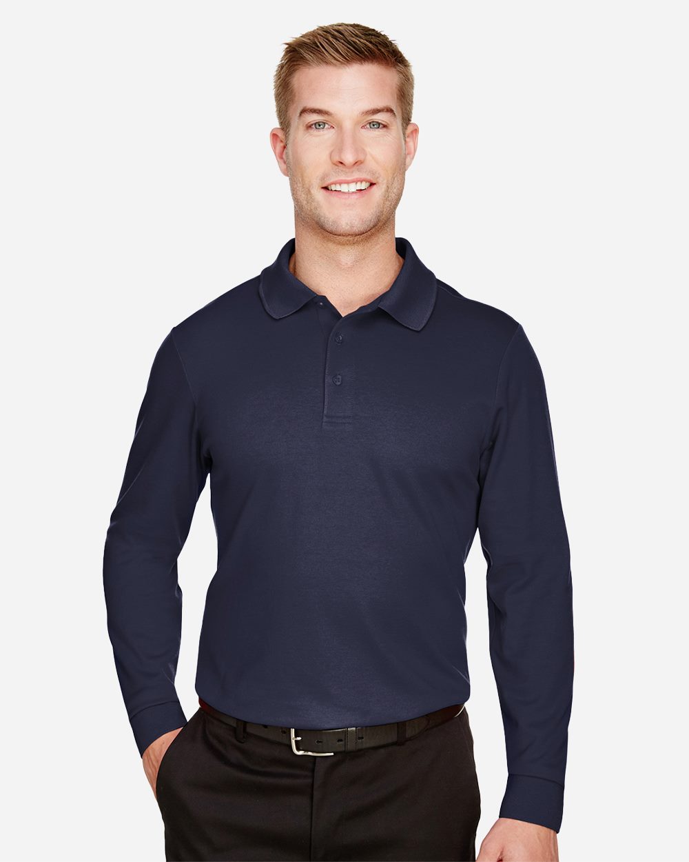 Men's CrownLux Performance® Plaited Long Sleeve Polo - DG20L