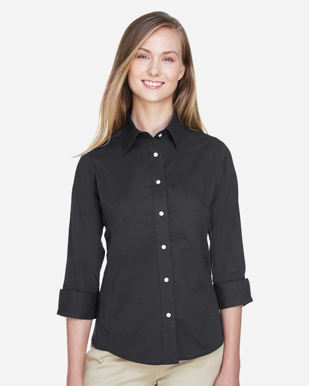 Women's Perfect Fit™ Three-Quarter Sleeve Stretch Poplin Dress Shirt - DP625W