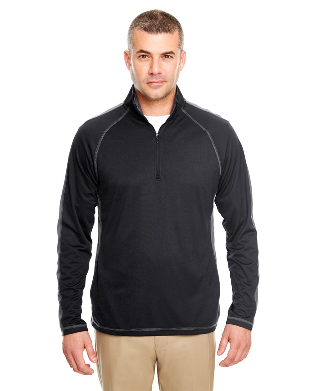 Cool & Dry Sport Quarter-Zip Pullover with Side and Sleeve Panels - 8398