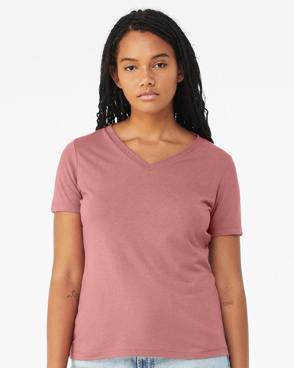 Women's Relaxed Triblend Short Sleeve V-Neck Tee - 6415