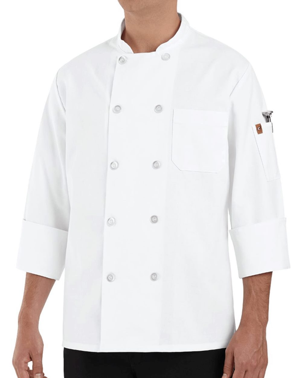 100% Polyester Ten Pearl Button Chef Coat - 0423